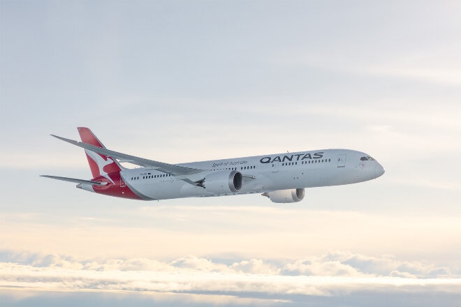 Qantas aircraft in the sky