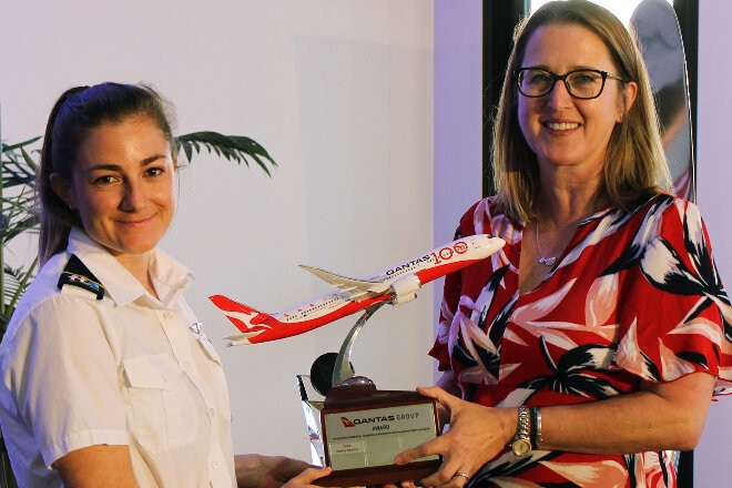 Qantas Group Award for inclusive leadership, academic achievement and exceptional flight standards was presented to Sophie Percival