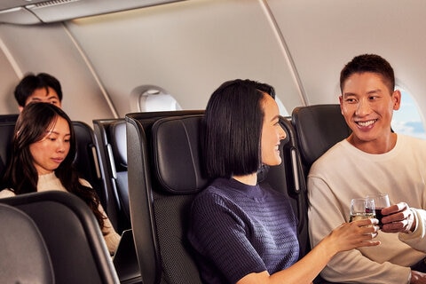 Couple enjoying a drink on board