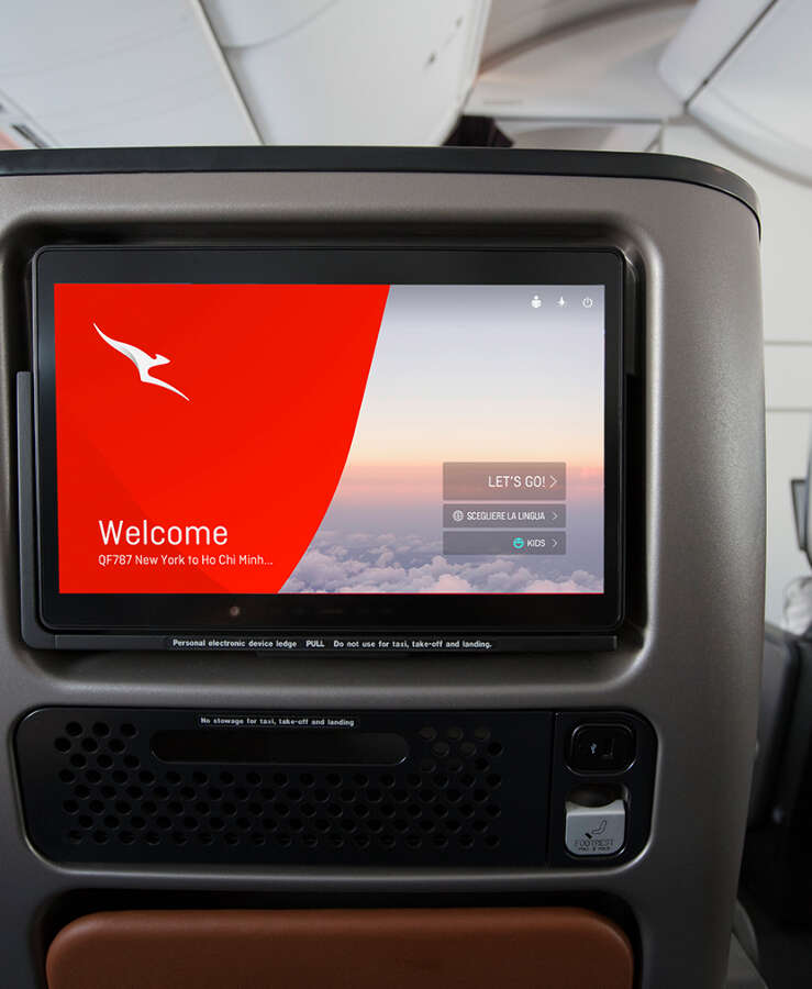 Welcome screen on B787 Premium Economy