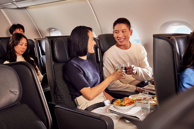 Couple in A380 Premium Economy