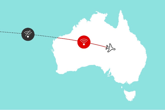 Map showing Wi-Fi in Australia airspace