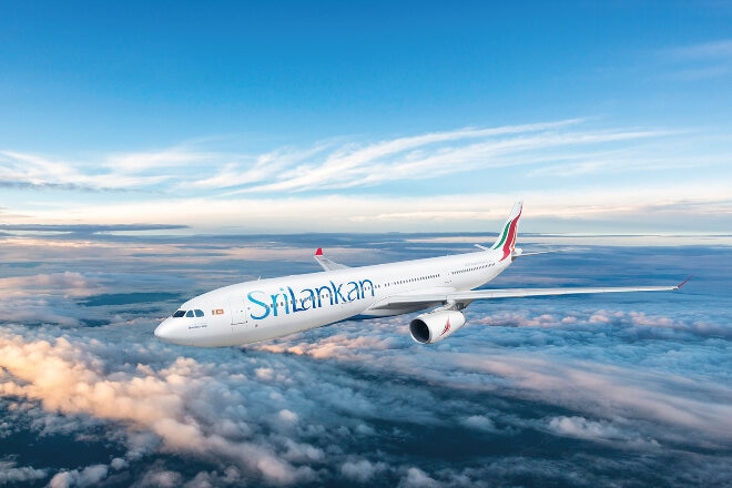 SriLankan Airlines flying over land