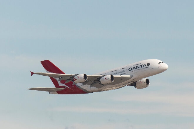 Qantas A380 taking off