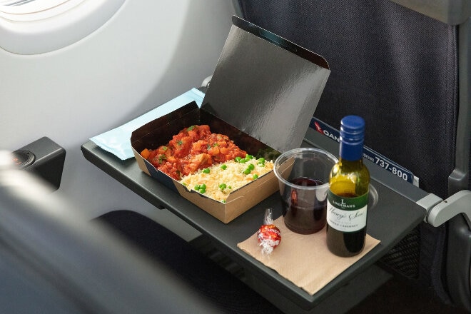 Chicken curry couscous served in Economy on selected international flights