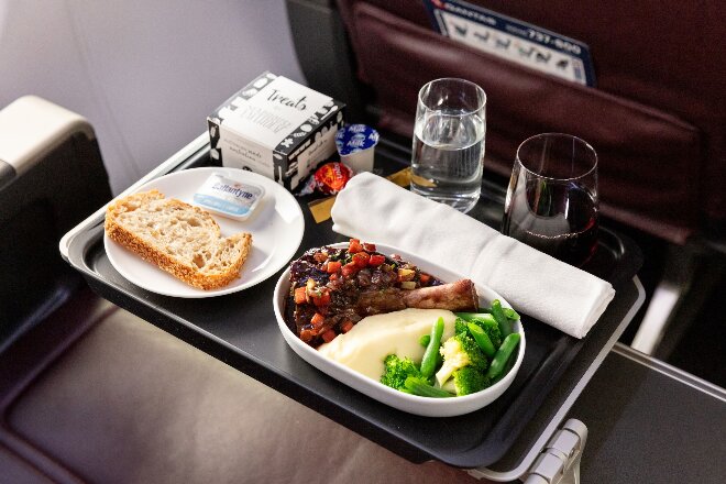 Meal on tray onboard