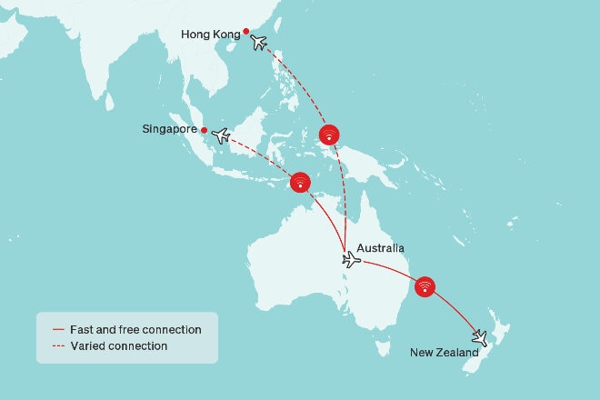 Map showing International Wi-Fi expansion