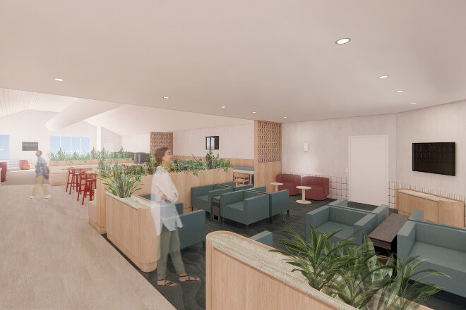 Qantas Broome Regional Lounge render