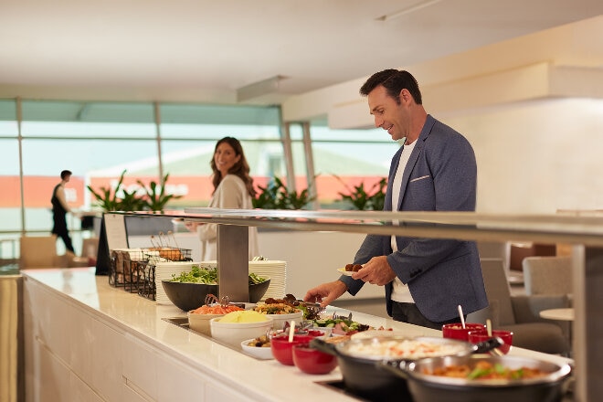 Qantas Club, food and drink area