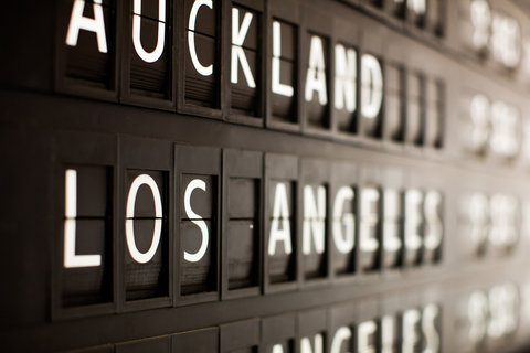 Airport departures sign LAX