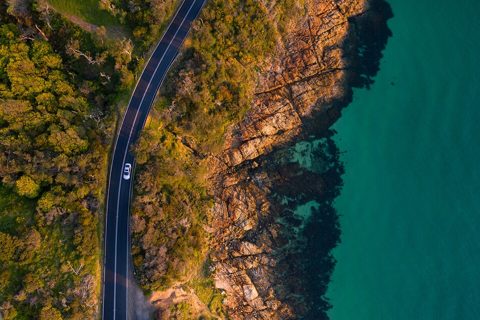 aerial view of car 