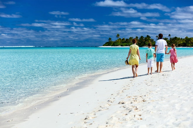 Family on beach