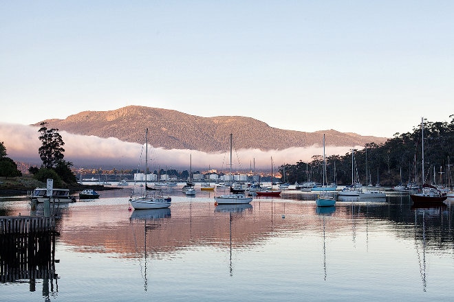 Derwent River boats with fog