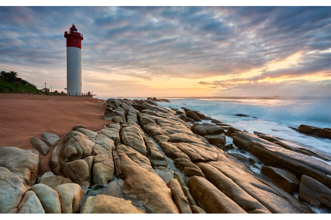 Durban lighthouse and rocks