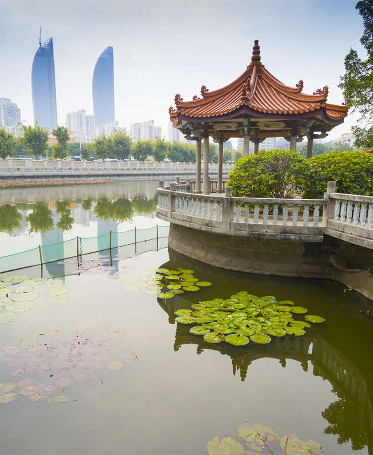 Xiamen, China Pavillion at Pond