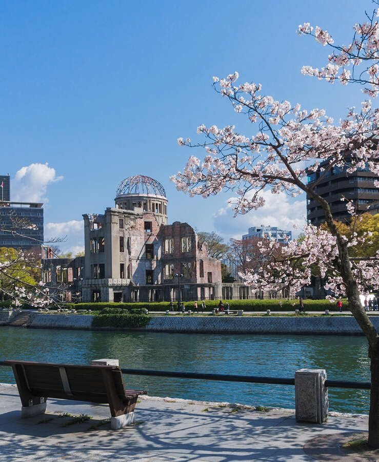 A Bomb dome with cherry blossoms