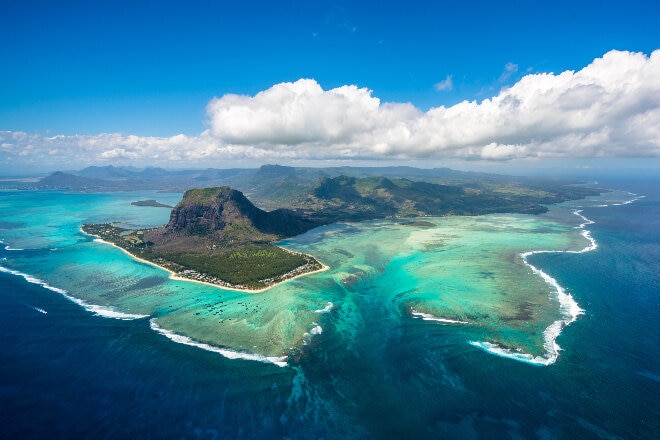 port louis island and blue sky