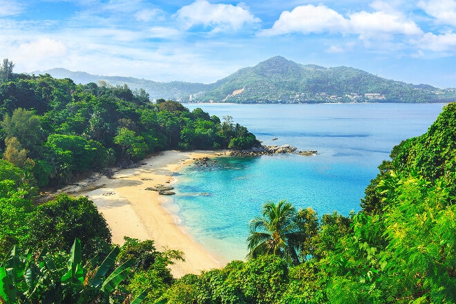 White sand beach and clear water