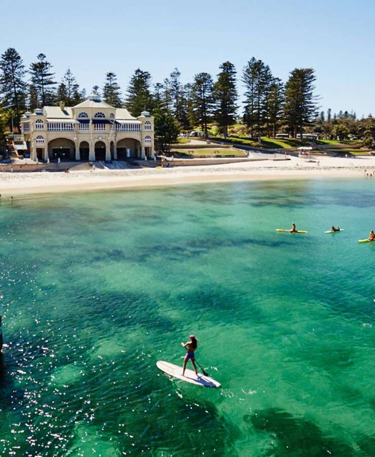 Paddleboarding at Cotteslow Beach in Perth, Western Australia