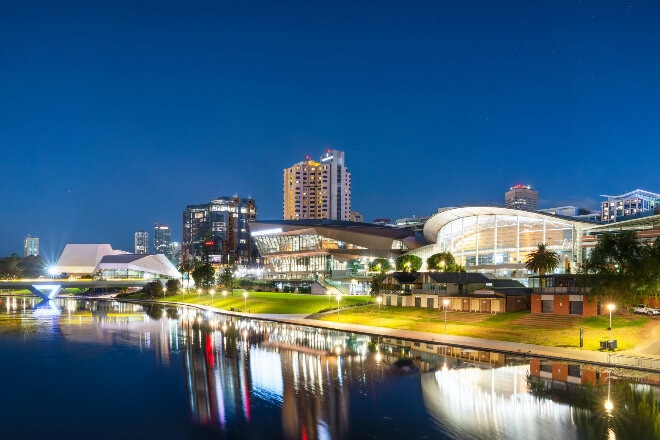 adelaide convention centre at night