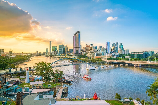 View of Brisbane river and city