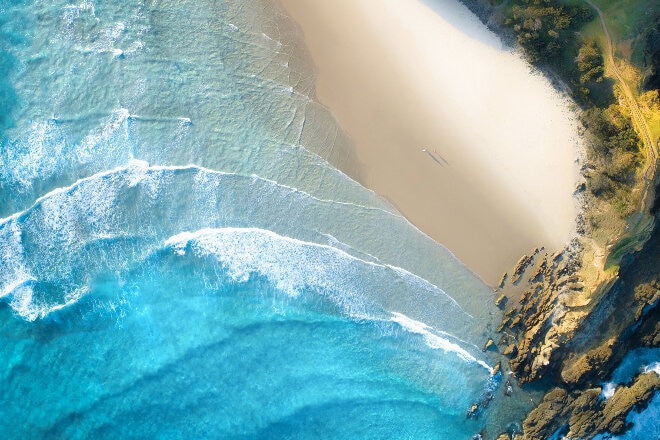 Aerial view of Byron Bay beach