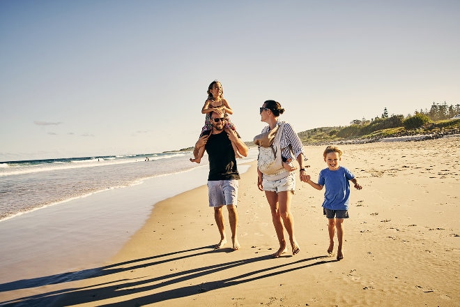 Family on beach