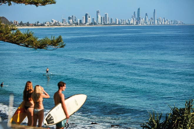 Surfers at Burleigh Heads