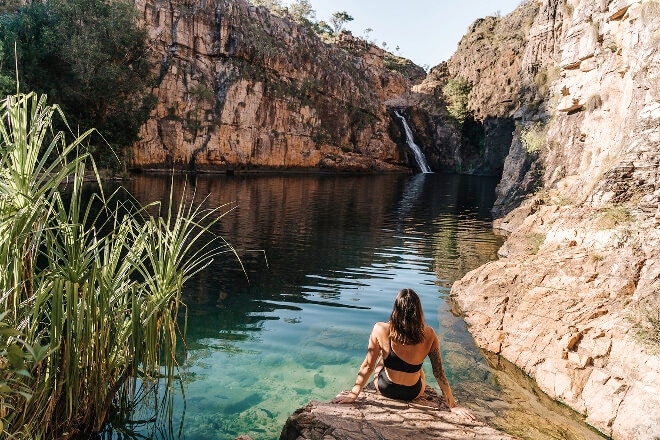 Lady swimming at Maguk 