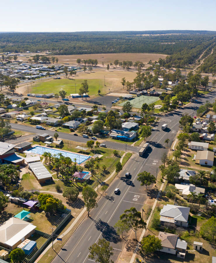 Aerial view of the town of Miles, QLD