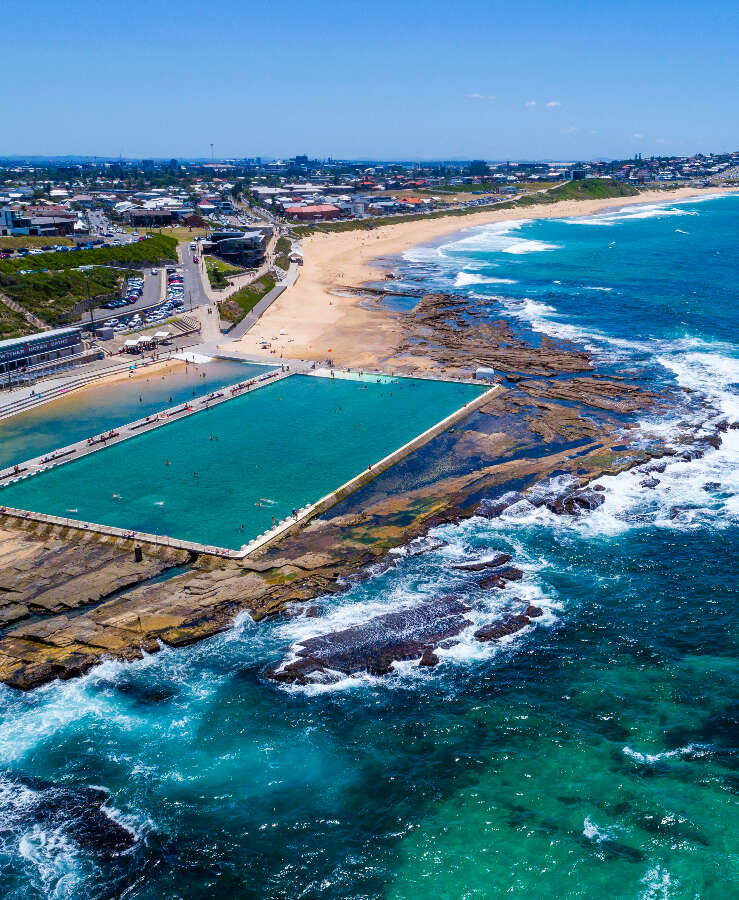 Aerial view of Merewether Ocean Baths