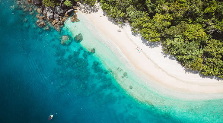 Aerial view of Nudey beach on Fitzroy island