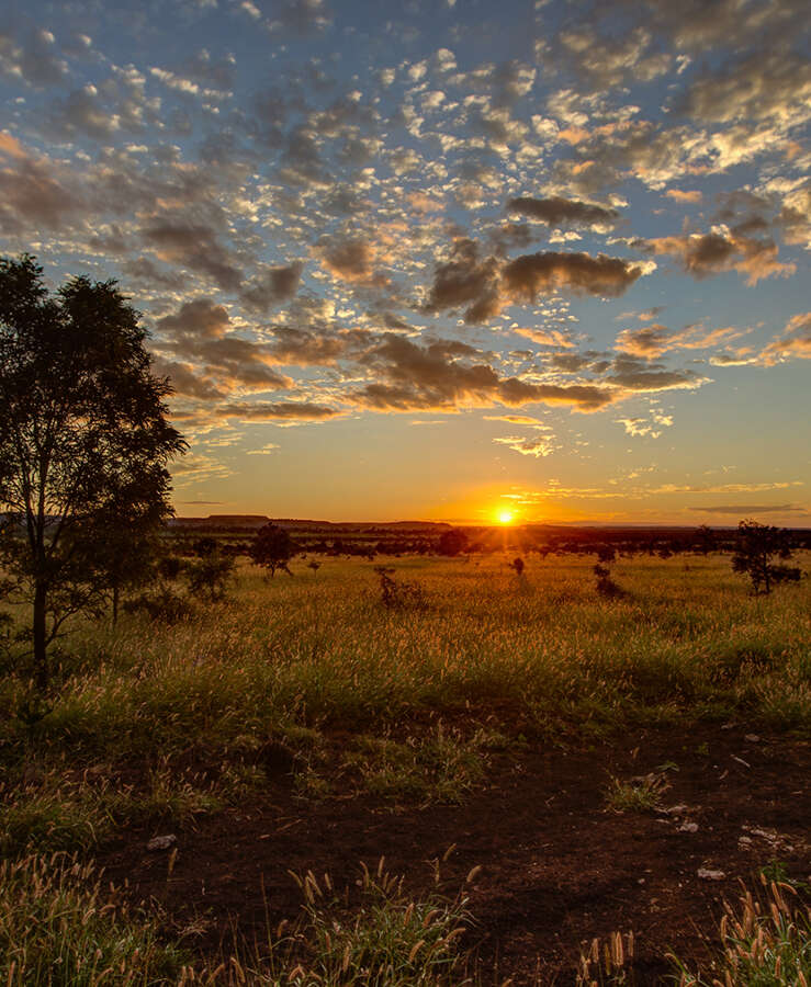 Sunset over mining town