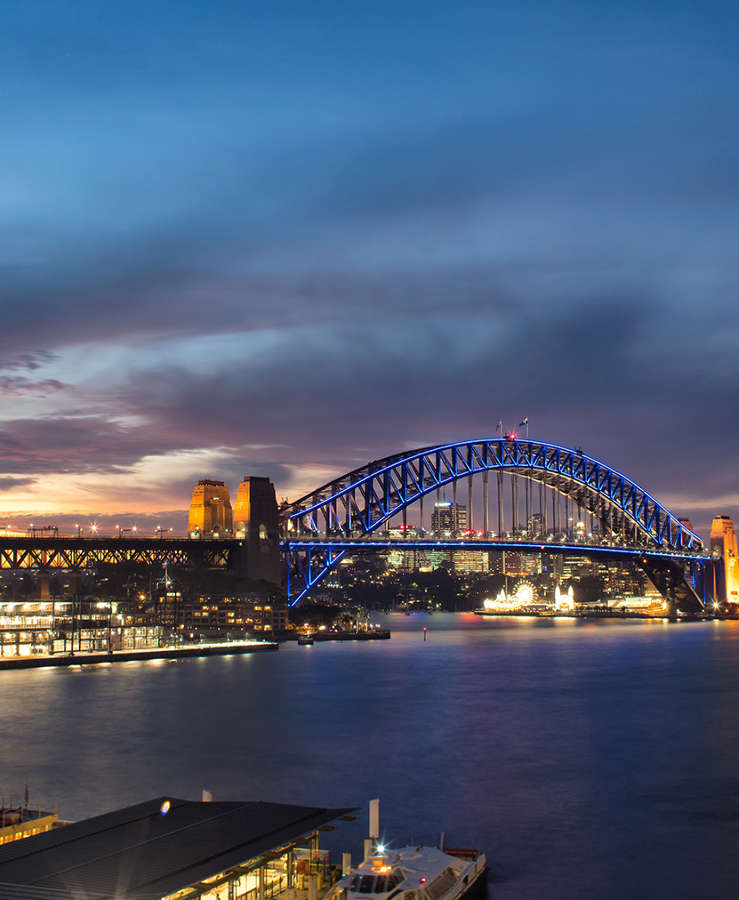 Sydney harbour bridge at night