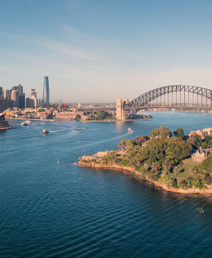 Sydney harbour bridge and blue water