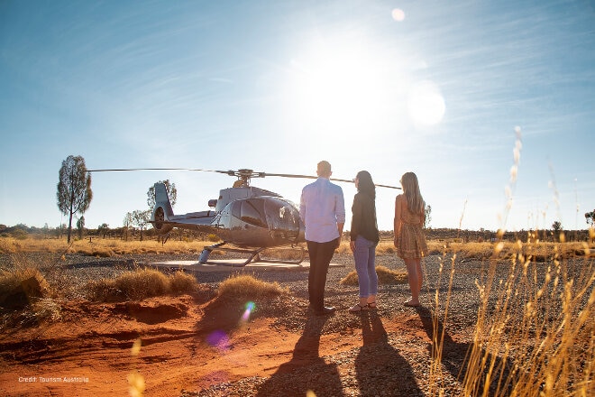 People viewing helicopter