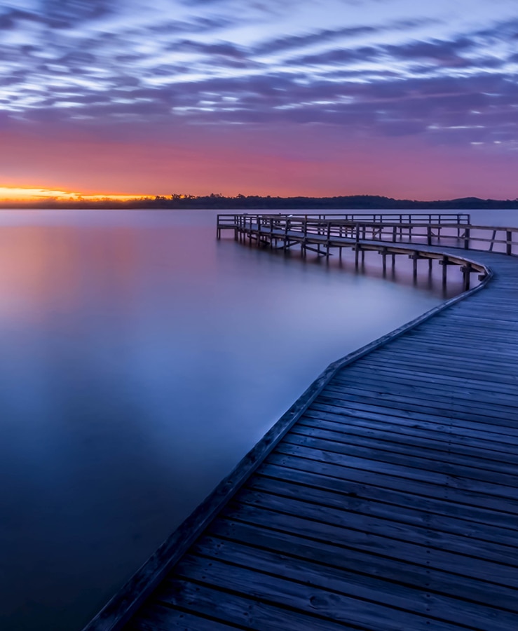 Twisting jetty on water