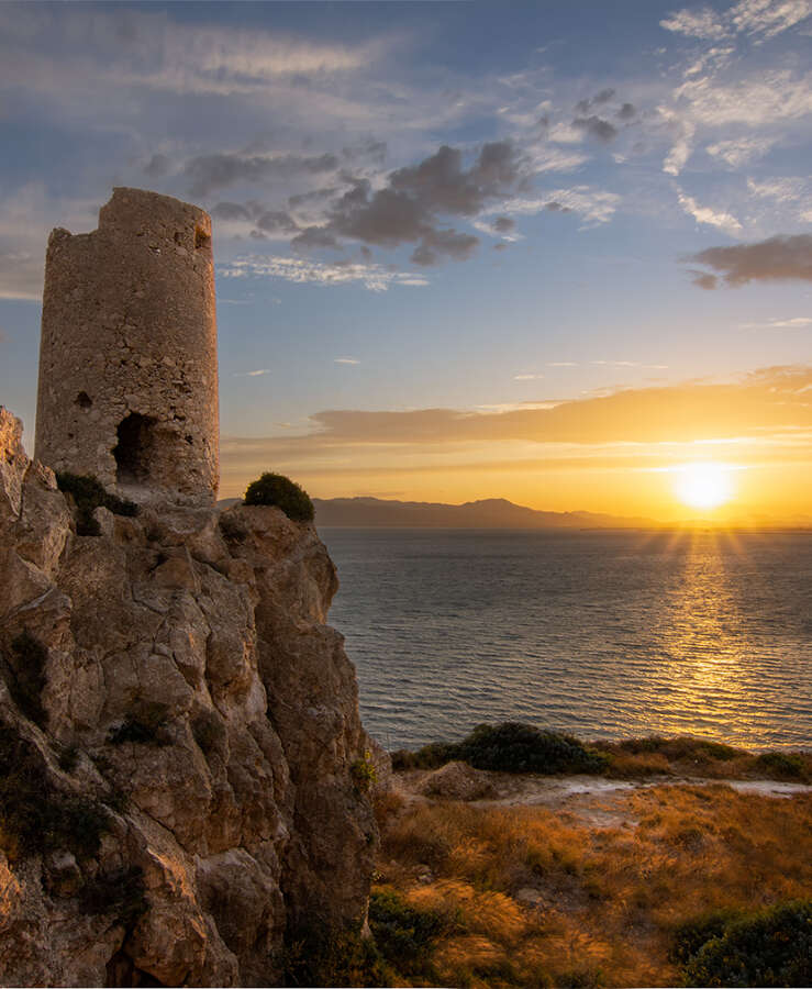 Scenic View Of Sea Against Sky During Sunset, Cagliari, Italy