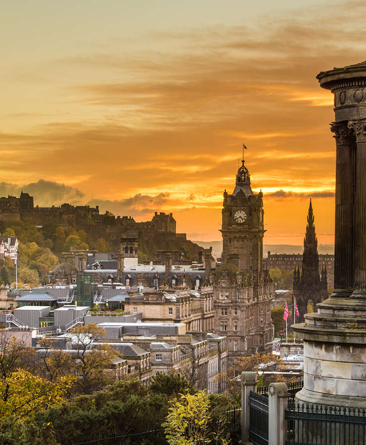 Edinburgh cityscape sunset