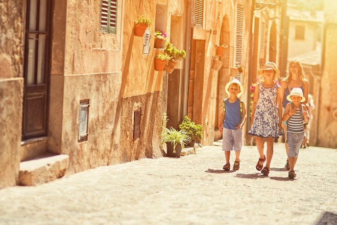 family walking in spain