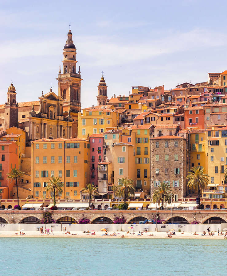 Coloured building against the beach in South of France