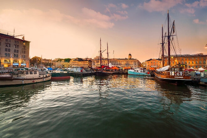 Helsinki port and boats