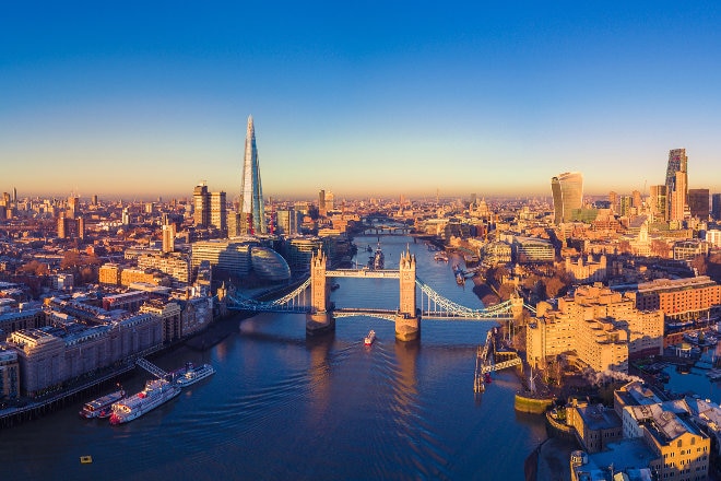 Aerial view of London and the River Thames