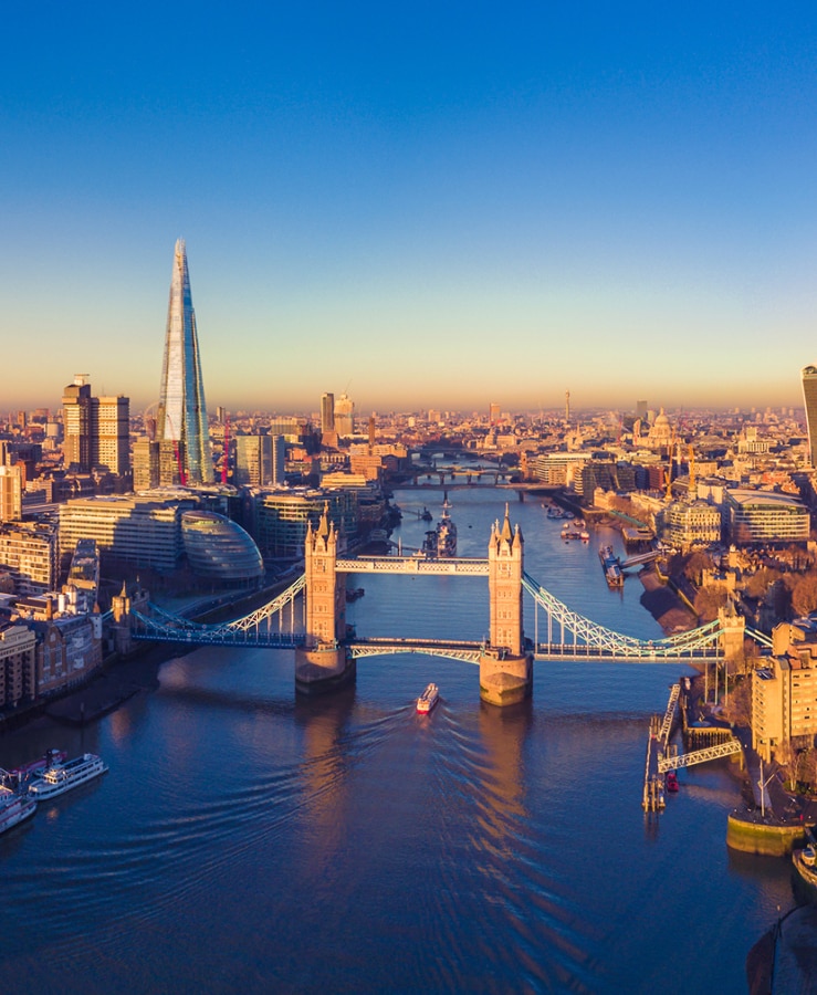 Aerial view of London and the River Thames