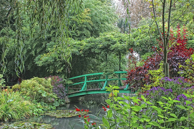 Green bridge over Monet's garden