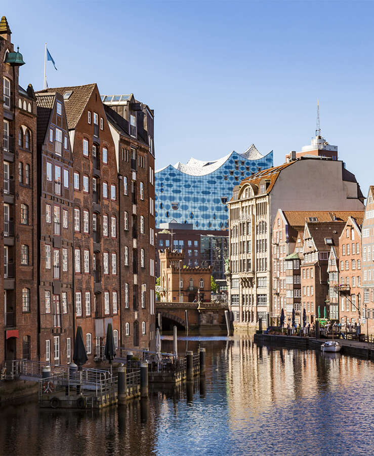 Germany, Hamburg, Old Town, Town houses at Nikolai Fleet