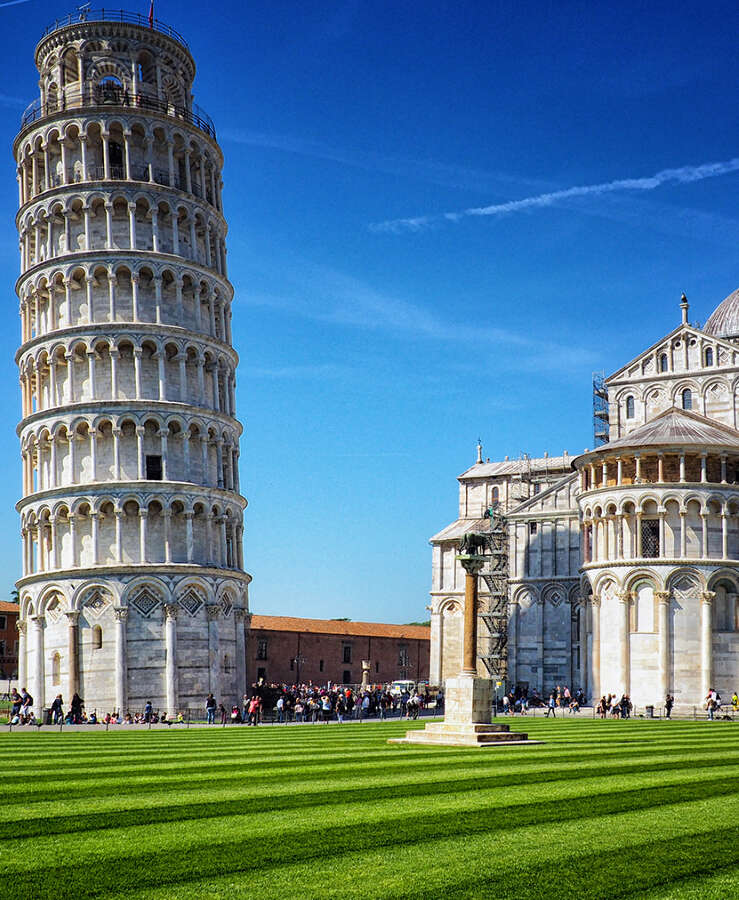 Piazza dei Miracoli and the leaning tower of Pisa