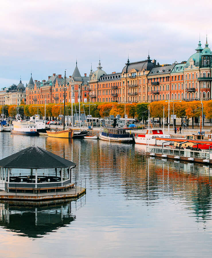 Autumn evening as seen from the bridge to Djurgarden, Stockholm, Sweden