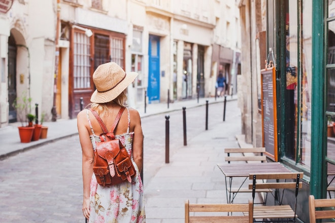 women walking on street in europe