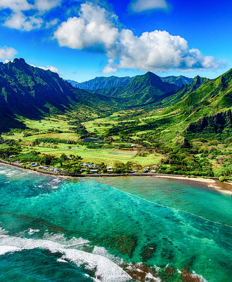 The beautiful and unique landscape of coastal Oahu, Hawaii 